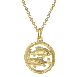 trendor 75940-03 Sternzeichen Fische Gold 333 Anhänger Ø 16 mm + Halskette