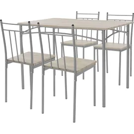 ML-Design Esstisch mit 4 Stühlen, Eiche hell, Holz, Esszimmerstühle mit Metallbeinen, & Beige