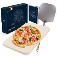 Blumtal Pizzastein für Backofen & Gasgrill inkl. Pizzaschieber - Pizzastein rechteckig aus Cordierit, für Pizza wie aus dem Steinofen, inkl. Pizzaschaufel