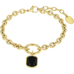 s.Oliver Damen Armband 2038859 Edelstahl Gelbgold IP Anhänger Achat