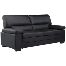 vente-unique Couchgarnitur Leder 3+2+1 - Büffelleder - Schwarz - MIMAS