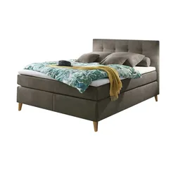 Boxspringbett  Missouri ¦ grau ¦ Maße (cm): B: 143 H: 115