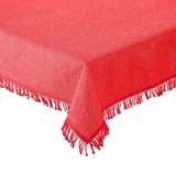 Tischdecke Outdoor Wetterfest, rutschfest & UV-Beständig in 7 Farben mit Fransen - Weichschaum PVC Tischdecke Abwaschbar & Waschbar bei 30°C - Gartentischdecke Oval 160x220 cm Rot