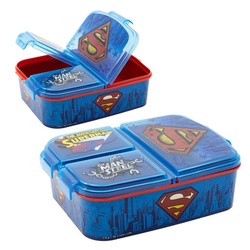 Superman Lunchbox Brotdose 3 Fächer DC Superman Lunch to Go Vesper Dose blau