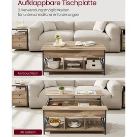 VASAGLE Hellbraun Stahl 60 x 120 x 48-62 cm