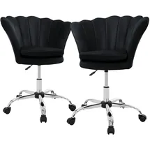 ML-Design Bürostuhl 2Er Set Drehstuhl Höhenverstellbar aus Samt Schwarz