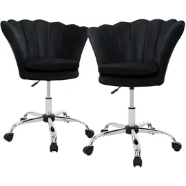 ML-Design Bürostuhl 2Er Set Drehstuhl Höhenverstellbar aus Samt Schwarz