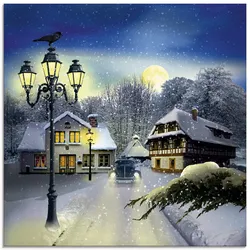 Glasbild ARTLAND "Winterzeit", blau (farbe bild(er): blau), B:50cm H:50cm, Bilder, in verschiedenen Größen