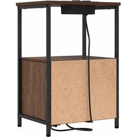 vidaXL Nachttisch mit Ladestation Braune Eiche Holzwerkstoff