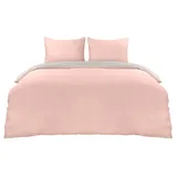 Utopia Bedding Bettwäsche 220x240 Set - Mikrofaser Bettbezug 240x220 cm + 2 Kissenbezüge 65x65 cm - Grau/Rosa