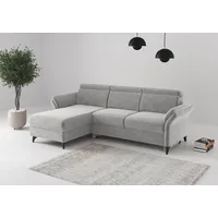 sit&more Ecksofa SIT & MORE "Glendale, L-Form", hellgrau, B:253cm H:84cm T:166cm, 100% Polyester, Sofas, Ecksofa, inkl. Kopfteilverstellung,wahlweise mit Vorziehsitz und Bettkasten