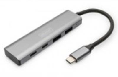 DIGITUS USB-C 4 Port HUB dunkelgrau 2x USB-A/2x Digital/Daten
