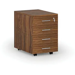 Büro-Rollcontainer SOLID, 4 Schubladen, Nussbaum