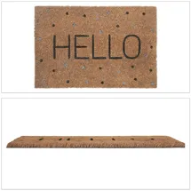 Relaxdays Fußmatte Hello Schriftzug & Punkte, Fußabtreter 40x60 cm, wetterfest, Haustürmatte innen & außen, bunt