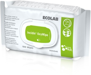 ECOLAB Incidin OxyWipe Desinfektionstücher, Reinigungs- und Desinfektionstücher für medizinische Oberflächen, 1 Karton = 6 Packungen á 100 Tücher