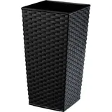 Rattan Blumentopf, Pflanzkübel mit Einlage, 35 cm, Schwarz - Kadax