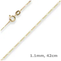 Schmuck Krone Goldkette 1,1mm Figarokette diamantiert aus 585 Gelbgold 42cm, Gold 585 goldfarben