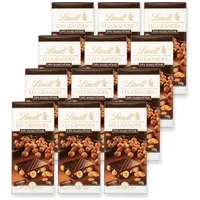 LINDT Schokolade 12x Les Grandes 34% Haselnüsse Feinherb je 150g Tafel MHD