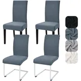 Alishomtll Stuhlhussen 4er Set Universal Stretch Kurzflor Stuhlhussen Schwingstuhl Elastische Abnehmbare Streifen Stuhlbezug Waschbarer Stühle Schutz für Küche Esszimmer Hotel Bankett (Grau, 4 Stück)
