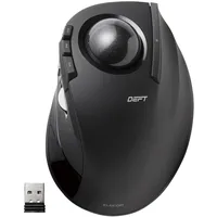 ELECOM DEFT Trackball Maus, 2,4 GHz kabellos, Fingersteuerung, 8-Tasten-Funktion mit Glatt Abtastung, ergonomisches Design, optischer Windows11, macOS M-DT2DRBK