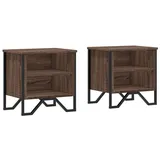 furnicato Nachttisch Braun Eichen-Optik 40 x 30 x 40 cm mit Stauraum (2-St) braun