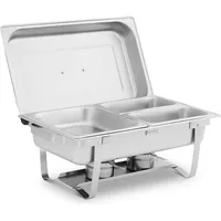 Royal Catering Chafing Dish Warmhaltebehälter Rechaud Wärmebehälter 9 l 2 Brennstoffhalter, Speisewärmer, Silber
