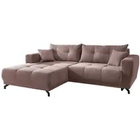 Mid.you Ecksofa, Rosa, Metall, Buche, Fichte, Kiefer, 4-Sitzer, Füllung: Schaumstoff, Ottomane links, L-Form, 246x177 cm, seitenverkehrt erhältlich, Rücken echt, Armteil links, rechts, elektrischer Sitzvorzug, Wohnzimmer, Sofas & Couches, Wohnlandschaften, Ecksofas