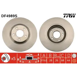 TRW DF4989S Bremsscheibe TRW SINGLE