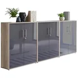 BMG Möbel Aktenschrank Office Edition Set 99 (Schrank-Set, 3 teilig bestehend aus 3x Aktenschrank) abschließbar, Fronten Hochglanz lackiert oder Matt, Made in Germany braun