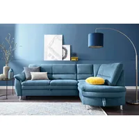 Ecksofa SIT & MORE "Cardoso L-Form", blau (azur), B:250cm H:90cm T:175cm, Luxus-Microfaser (90% Polyester, 10% Polyamid), Flachgewebe (100% Polyester), Struktur (100% Polyester), Sofas, mit Federkern, wahlweise mit Bettfunktion und Schubkasten