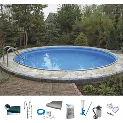 Rundpool KONIFERA "Kuba II", weiß (weiß, blau), H:120cm Ø:450cm, Schwimmbecken, verschiedene Größen, für den Volleinbau