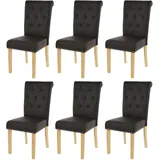 CHEFGASTRO 6er-Set Esszimmerstuhl gepolstert HxBxT 98x47x62cm Sitzhöhe 51cm Nieten Kunstleder helle Beine Schwarz Stuhl Küchenstuhl