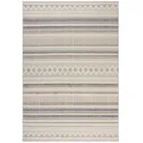 KADIMA DESIGN Teppich Streifen Küche schmutzabweisend Waschbarerteppich Rechteckig 155x230, Rechteckig, Höhe: 4 mm, Grau-Beige, 100% Mischfasern, Kurzflor, Flordichte 1 900 g/m2 beige|grau 155 cm x 230 cm x 4 mm