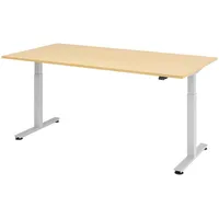 Bümö Schreibtisch Ahorn 200x100 cm, Gestell: Silber, - Büroschreibtisch