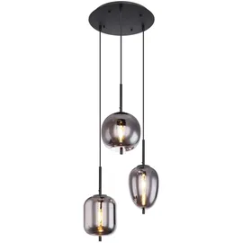 GLOBO Blacky 3-flg. 46 cm rund schwarz Metall Rauchglas