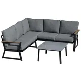 Outsunny Gartenmöbel-Set mit Beistelltisch Balkonmöbel Set Sofa mit Kissen Outdoor Aluminium Grau