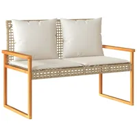 VidaXL Gartenbank mit Kissen Beige Poly Rattan Akazienholz