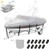 Vevor Bootspersenning Abdeckplane Bootsplane, 488–564 cm Persenning Schlauchboot 600D Oxford-Gewebe Bootspersenning Abdeckung mit Aufbewahrungstasche 435 x 300 mm, Angelboot Bootsabdeckplane Grau