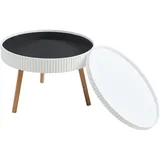 [en.casa] Couchtisch Bongard Weiß Bambus 60 x 33 cm