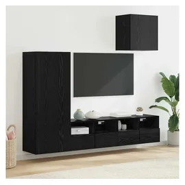 vidaXL TV-Wandgeräte 4 pcs Schwarz Eichen-Optik Holzwerkstoff