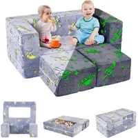 TLGREEN Kindersofa 2-in-1 Kindersitzgruppe mit Schlaffunktion, Modulare Mini Sofa für Spielzimmer lila