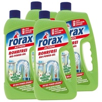 rorax 4x rorax Rohrfrei Bio-Power-Gel 1 Liter - Löst selbst Haare auf Rohrreiniger