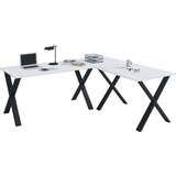 VCM my office Eck-Schreibtisch Lona Schreibtisch weiß rechteckig, X-Fuß-Gestell schwarz 190,0 x 50,0 cm