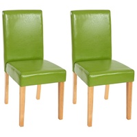 MCW 2er-Set Esszimmerstuhl Stuhl Küchenstuhl Littau ~ Kunstleder, grün,