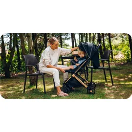 MOMI ESTELLE Buggy Dunkelgrau leicht, kompakt – verstellbares Verdeck - Schwarz, Gold, Grau