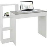 ML-Design Schreibtisch Weiß Arbeitstisch Bürotisch PC Computertisch Graues Tischplatte