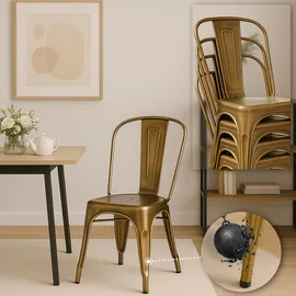 CLP Stapelstuhl Benedikt Metall gold 4er Set