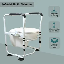 Baumarktplus Aufstehhilfe für WC höhenverstellbar 68-79 cm 136 kg Belastbarkeit Stützhilfe für Senioren