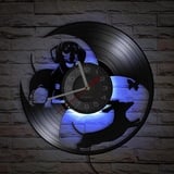 Smotly Vinyl-Wanduhr, Dog Design, Moderne Wanduhr mit 7 Farben, LED-Nachtlichtfunktion, leise Wanduhr für Haustierliebhaber. (mit Licht)