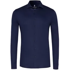 Desoto Langarmhemd "Jerseyhemd Essential Hai langarm", Herren, Gr. 43, N-Gr, blau (solid schwarz navy), Jersey, Obermaterial: 100% Baumwolle, körpernah, 1-Knopf-Manschette, Hemden, Flexibler Stretch